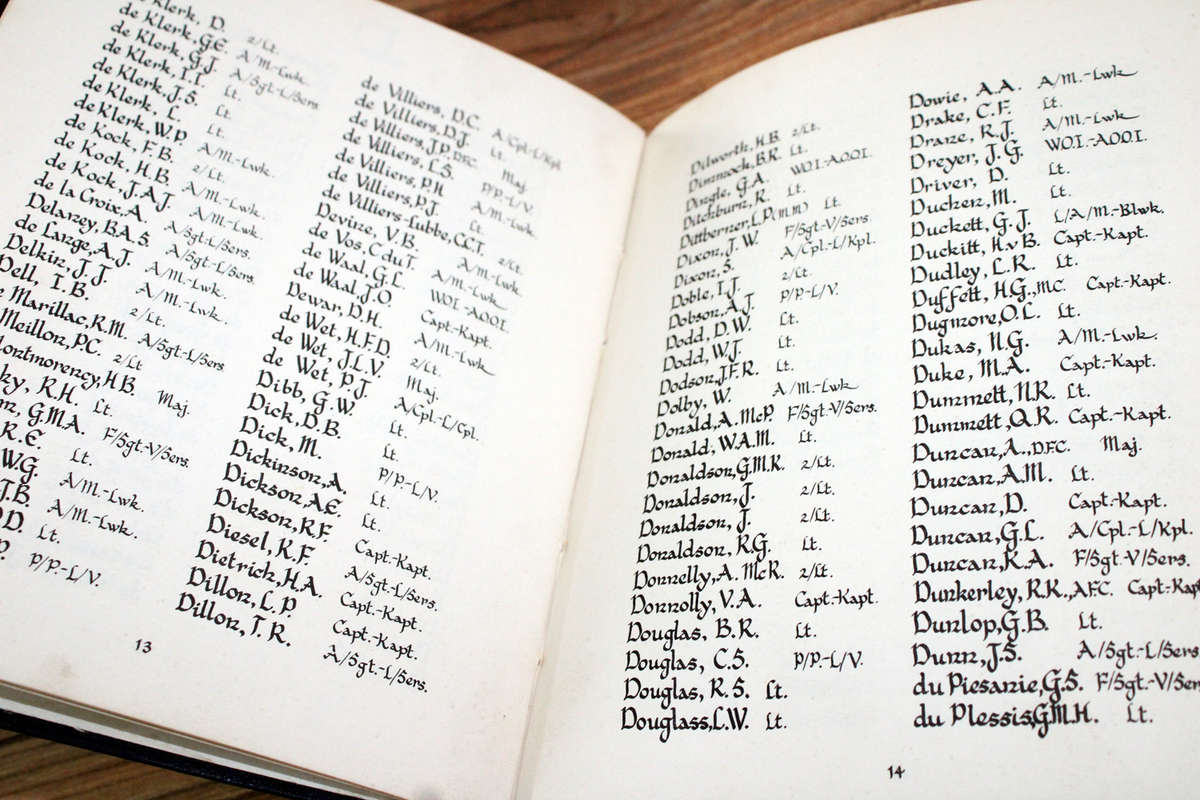 WW2 SAAF Roll of Honour book