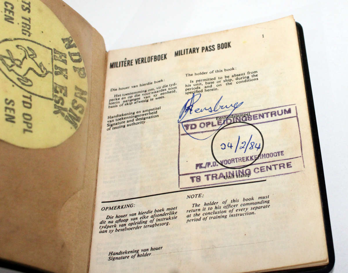 SADF Tiffies pass book