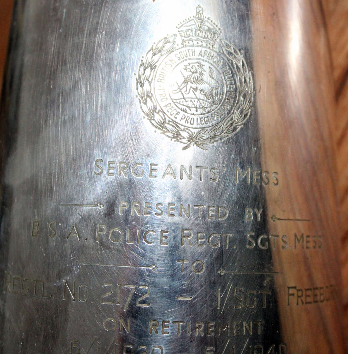 BSAP mug with details of its original owner