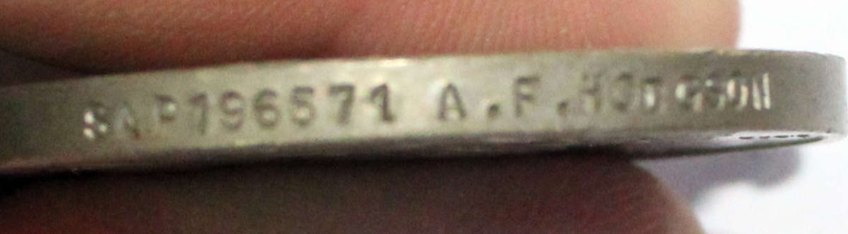 British War Medal 1939-1945 SAP196571 AF Hodgson