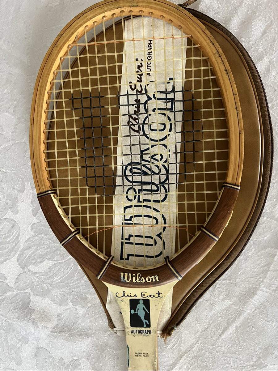 Vintage Chris Evert Autographed Wooden Tennis Racket