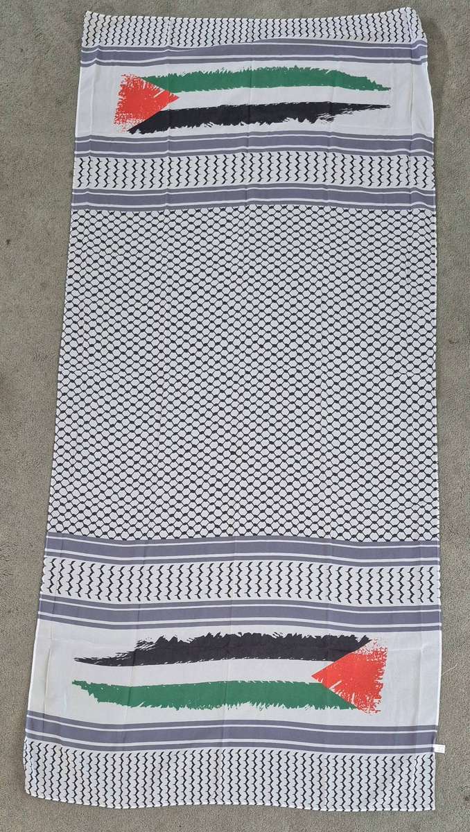 Palestine Scarf chiffon grey with Palestinian Flag
