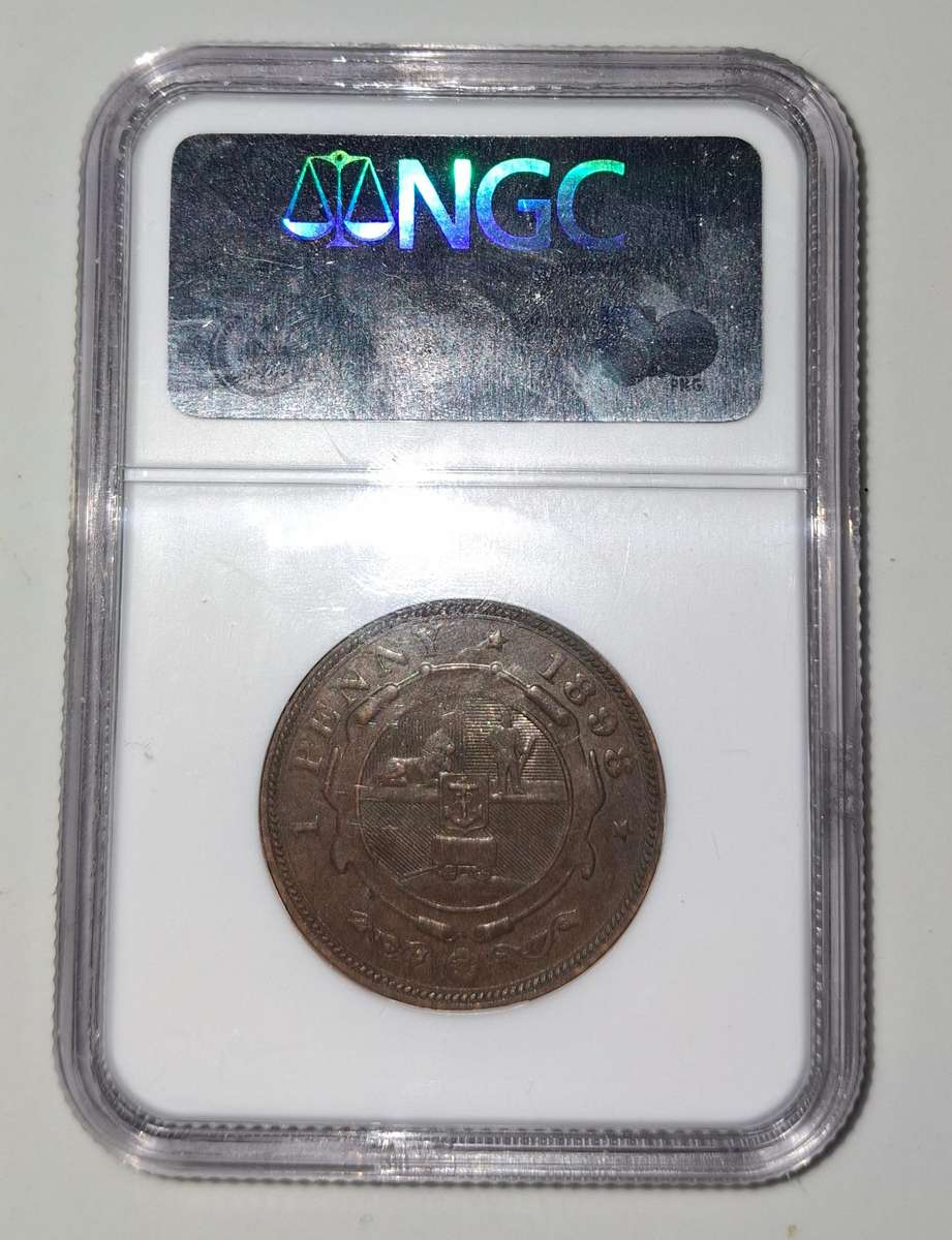 1898 ZAR PENNY NGC AU 58