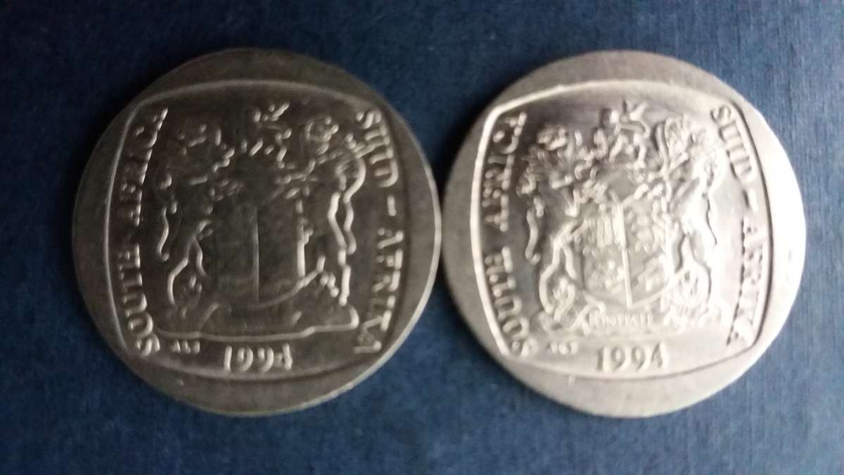 South Africa 1994 R5 includes Inauguration and Wildebeest * 2 x coins*