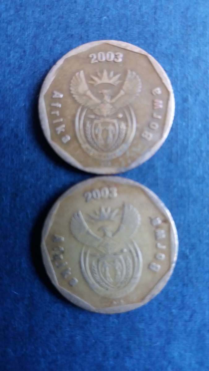 South Africa 2003 50 cents  Crane flower & ICC Cricket World Cup - Mintage 11749 * 2 x coins*