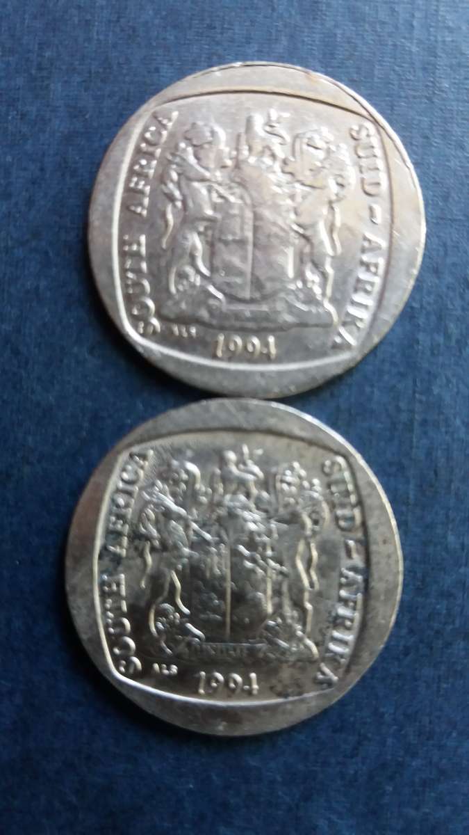 South Africa 1994 R5 includes Inauguration and Wildebeest * 2 x coins*