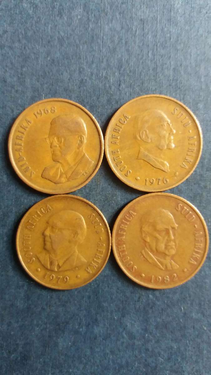South Africa 1968 Afrikaans legend , 1976, 1979 & 1982 2 cent * President Heads 4 x coins*