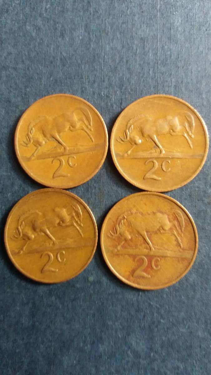 South Africa 1968 Afrikaans legend , 1976, 1979 & 1982 2 cent * President Heads 4 x coins*