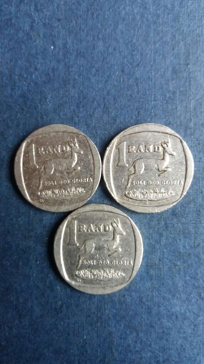 South Africa 1998 ,1999 & 2000 R1 * Old coat of arms - Afrikaans Legend* 3 x coins