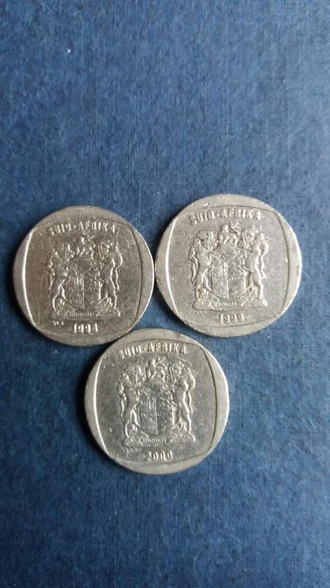 South Africa 1998 ,1999 & 2000 R1 * Old coat of arms - Afrikaans Legend* 3 x coins