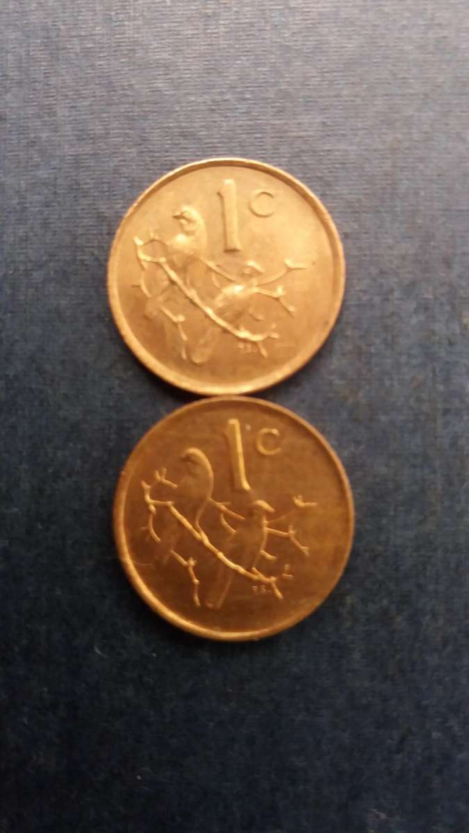 South Africa 1985 & 1986 1 cent * 2 x coins* AU Condition