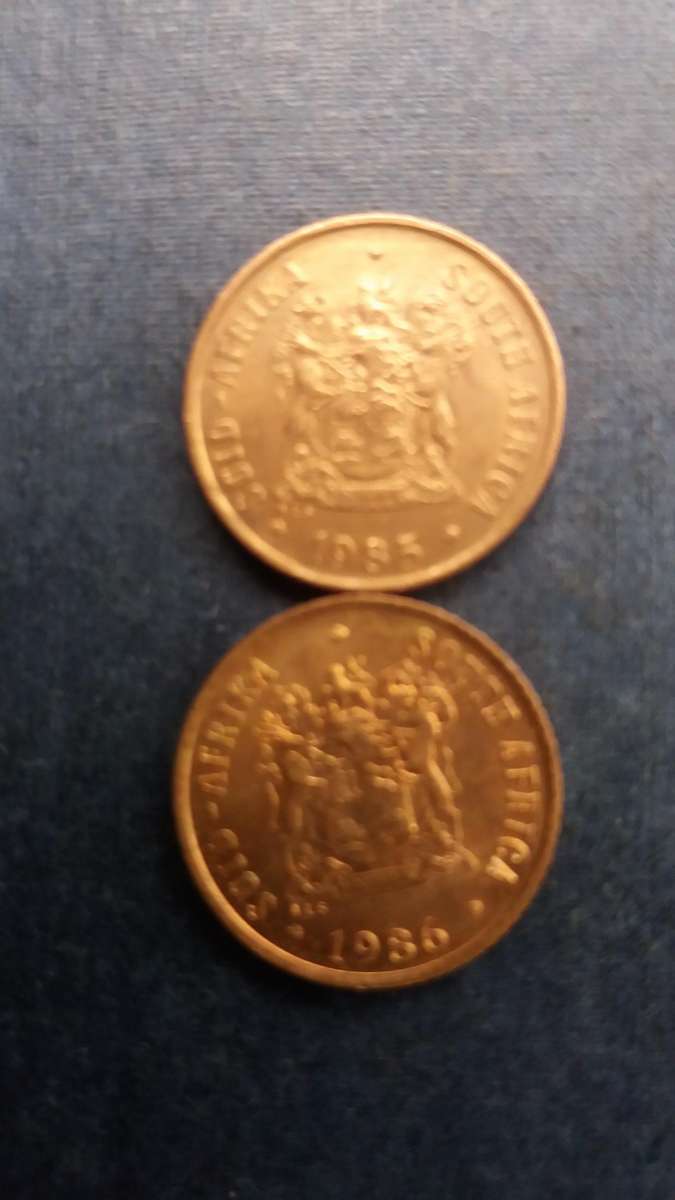 South Africa 1985 & 1986 1 cent * 2 x coins* AU Condition