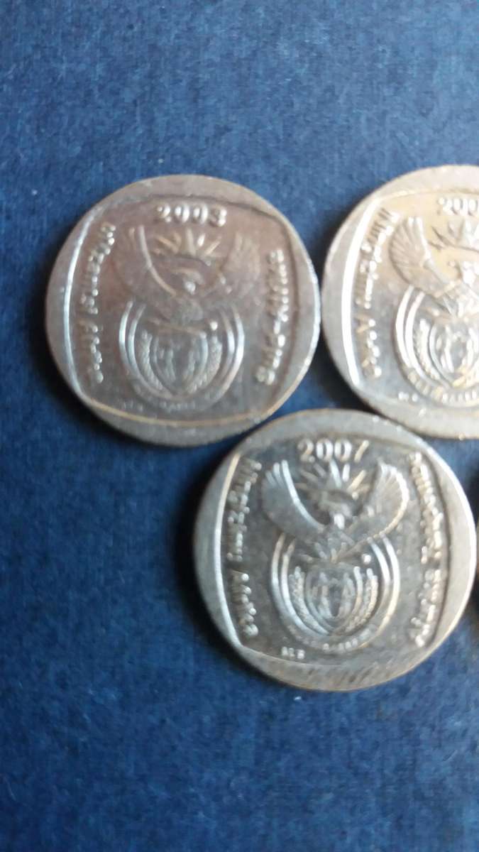 South Africa 2003, 2004, 2005, 2007 & 2008 R1 * 5 x coins*