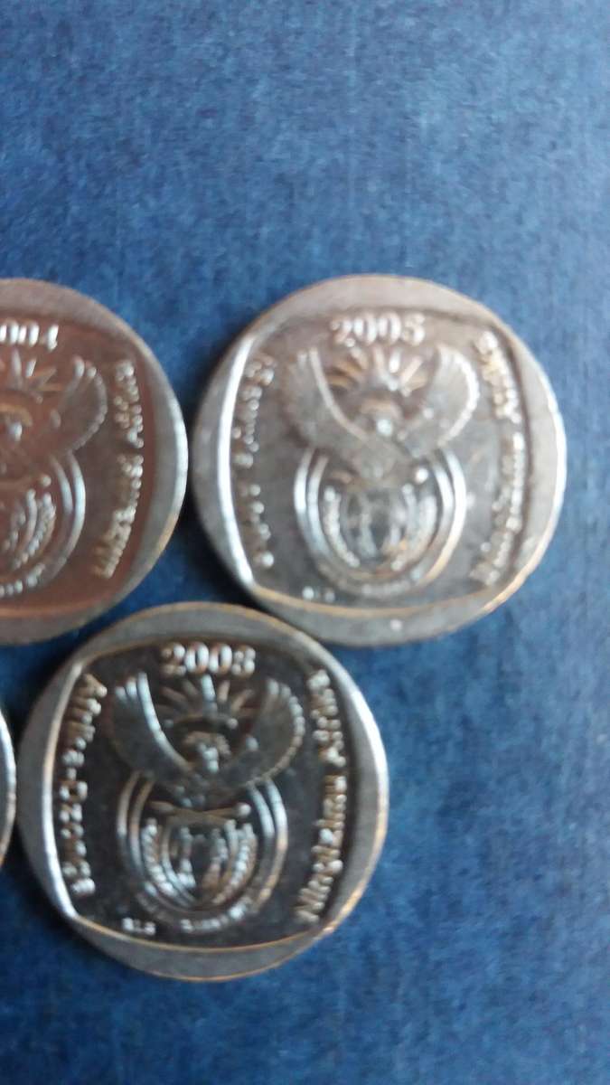 South Africa 2003, 2004, 2005, 2007 & 2008 R1 * 5 x coins*