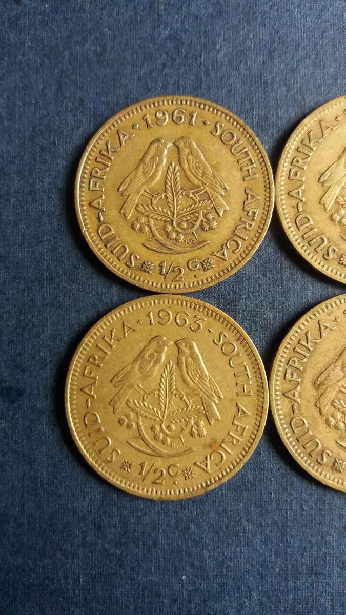 South Africa 1961 to 1964 1/2 cent * 4 x coins*