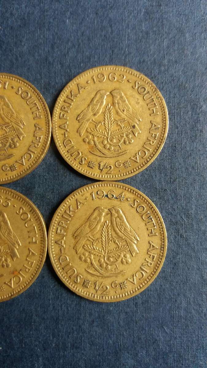 South Africa 1961 to 1964 1/2 cent * 4 x coins*