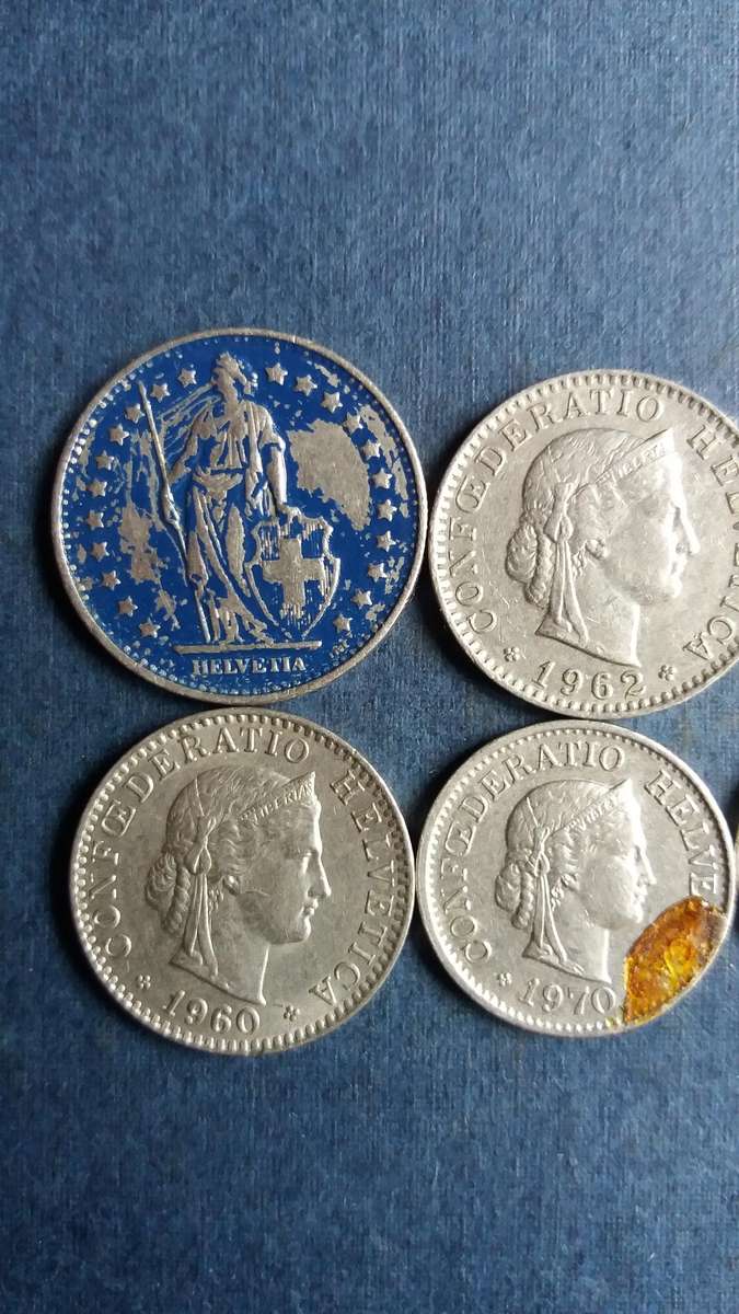 Switzerland lot of coins * 7 x coins* - 1 Swiss Franc & 80 Rappens*