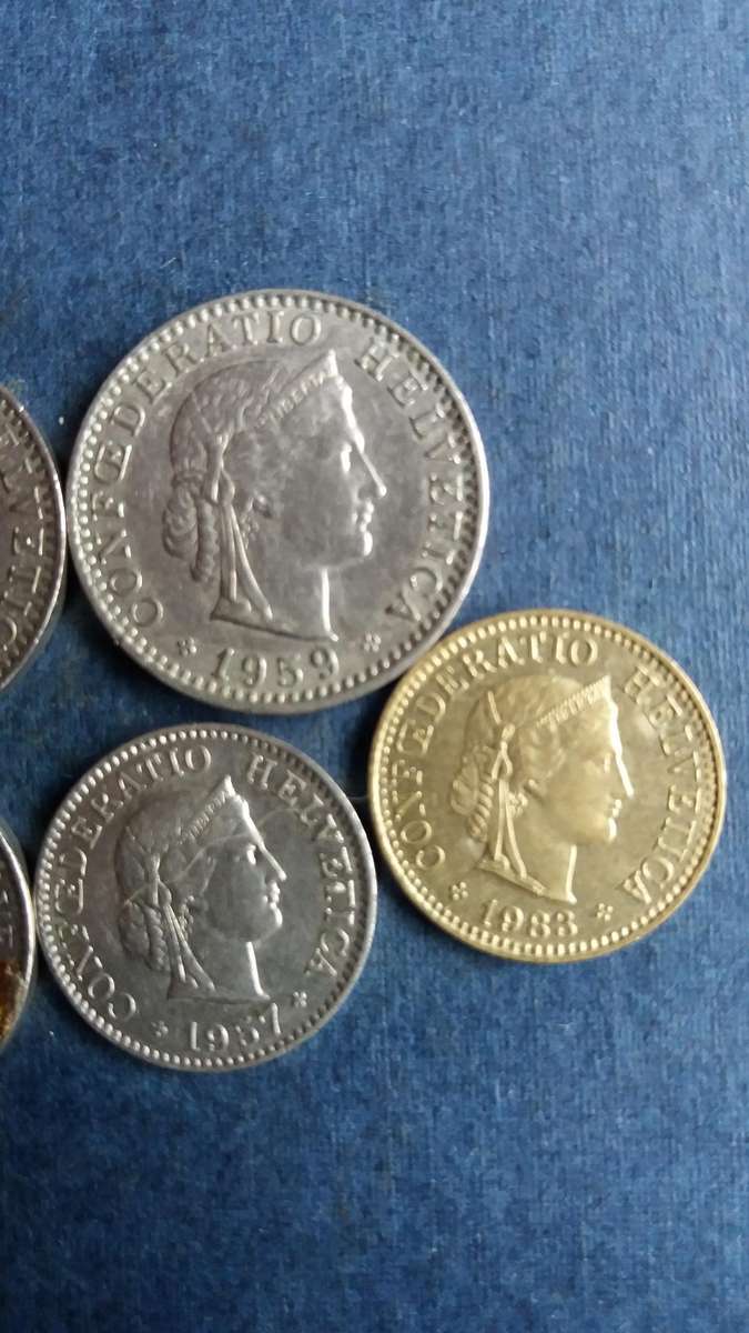 Switzerland lot of coins * 7 x coins* - 1 Swiss Franc & 80 Rappens*