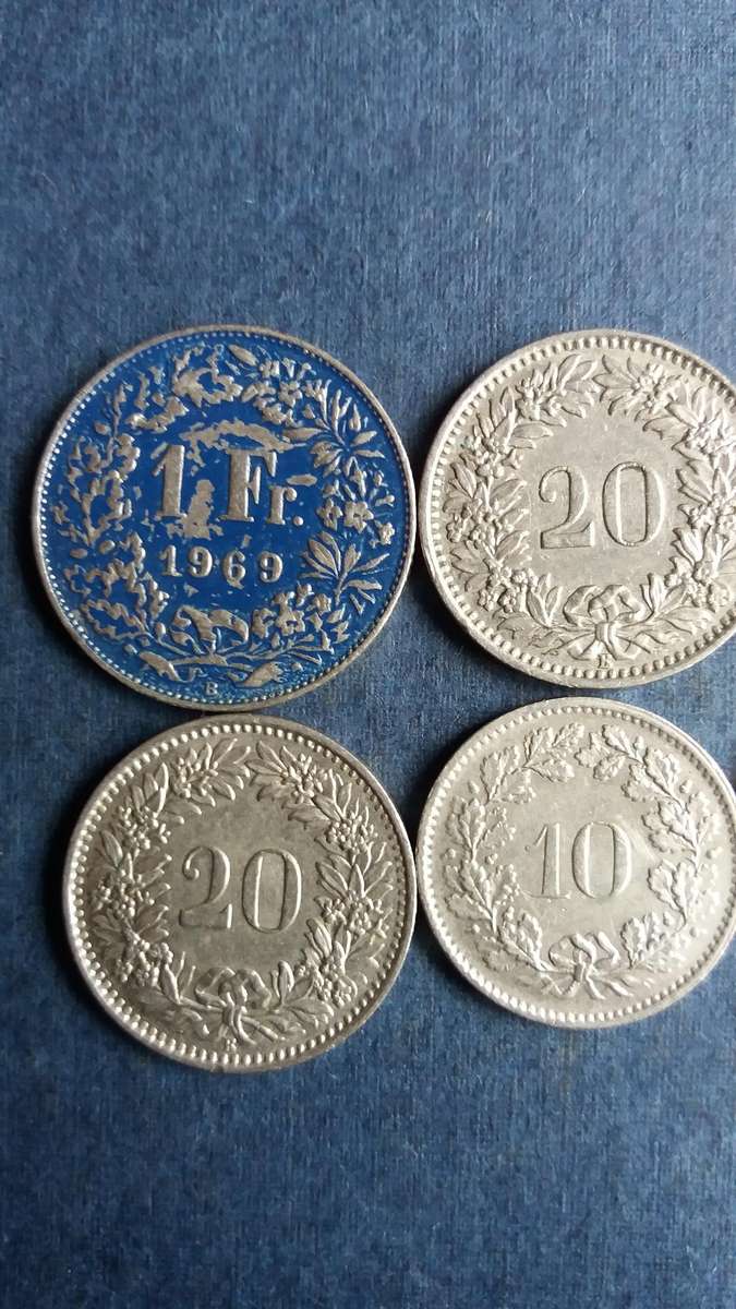 Switzerland lot of coins * 7 x coins* - 1 Swiss Franc & 80 Rappens*
