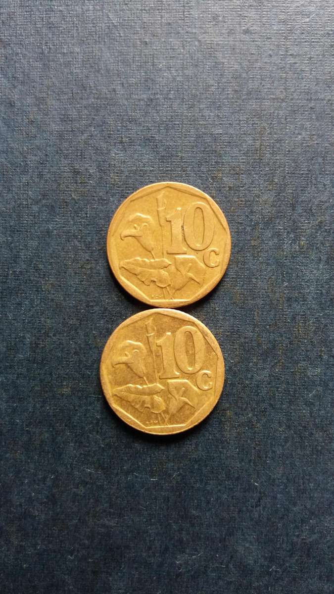 South Africa 2001 & 2004 10 cent * 2 x coins*
