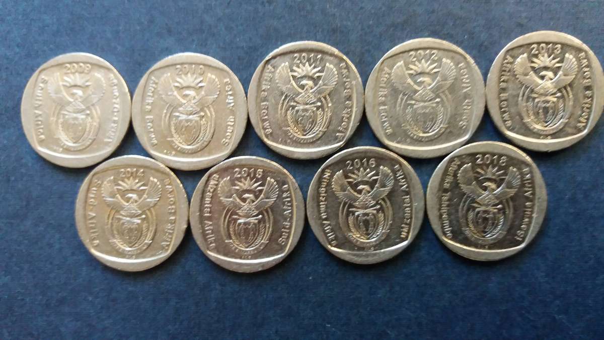 South Africa 2009, 2010, 2011, 2012, 2013, 2014, 2015, 2016 & 2018 R1 * 9 x coins*