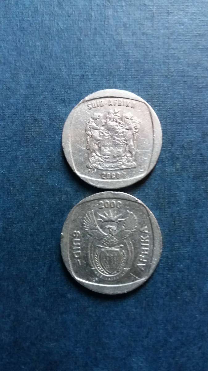 South Africa 2000 R1 - Old Coat of Arms & New Coat of Arms * 2 x coins*