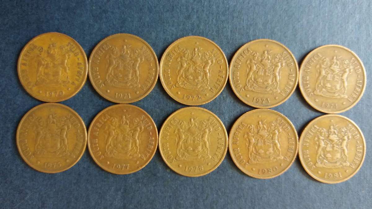 South Africa 1970, 1971, 1972, 1973, 1974, 1975, 1977, 1978, 1980 & 1981 2 cent * Coat of Arms*