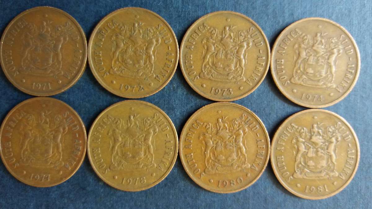 South Africa 1970, 1971, 1972, 1973, 1974, 1975, 1977, 1978, 1980 & 1981 2 cent * Coat of Arms*