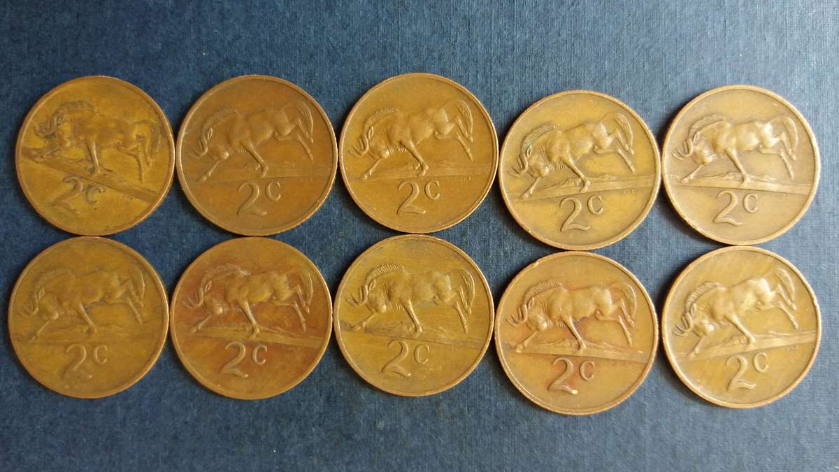 South Africa 1970, 1971, 1972, 1973, 1974, 1975, 1977, 1978, 1980 & 1981 2 cent * Coat of Arms*