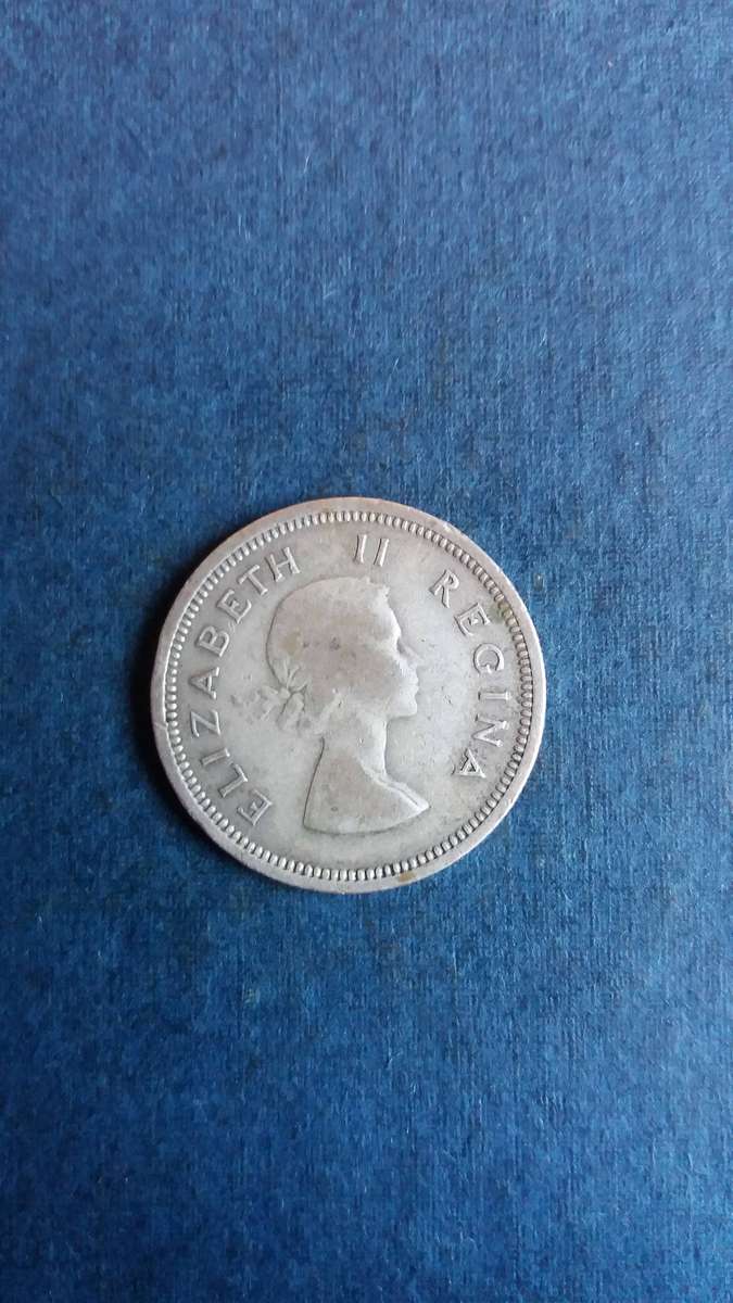South Africa 1959 1 Shilling * 50 % Silver - Very Low Mintage 203557 Difficult to find*