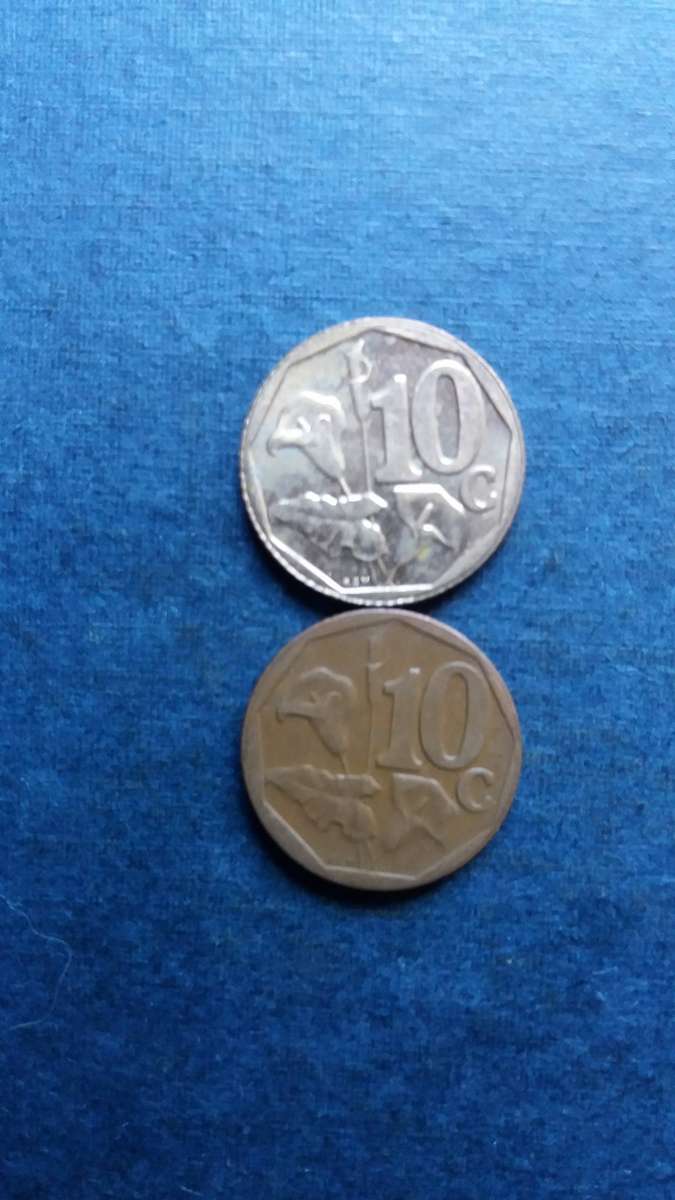 South Africa 2000 10 cent - Old & New Coat of Arms * 2 x coins*