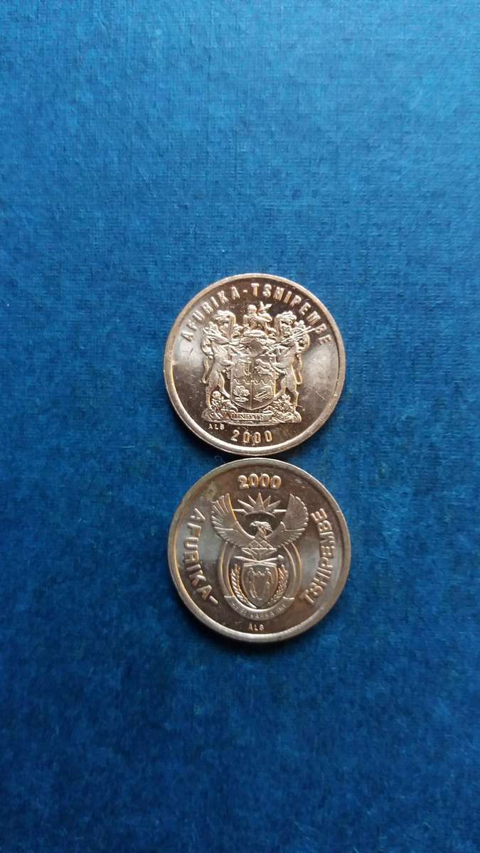 South Africa 2000 2 cent * Old &  New Coat of Arms - 2 x coins* NCOA is Difficult to find