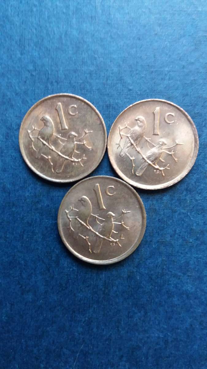 South Africa 1987, 1988 & 1989 1 cent * 3 x coins*