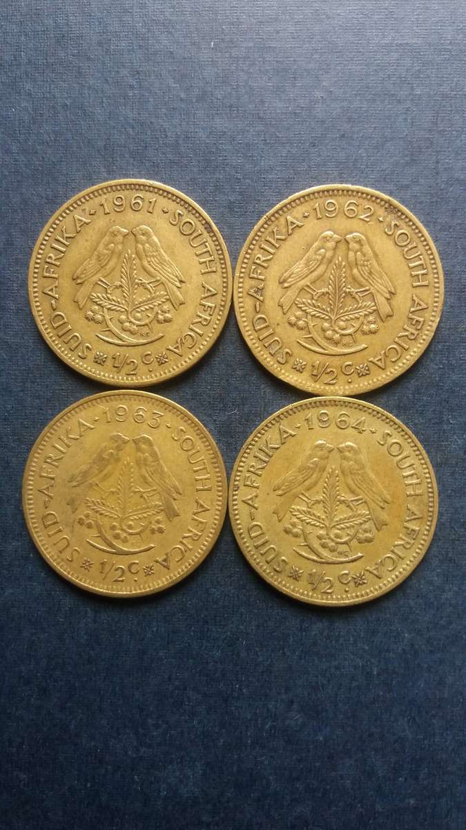South Africa 1961 to 1964 1/2 cent * 4 x coins*