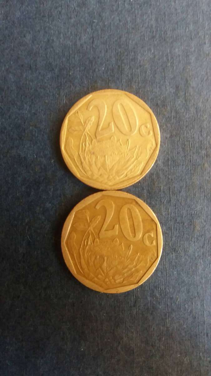South Africa 2001 & 2002 20 cent * 2 x coins*
