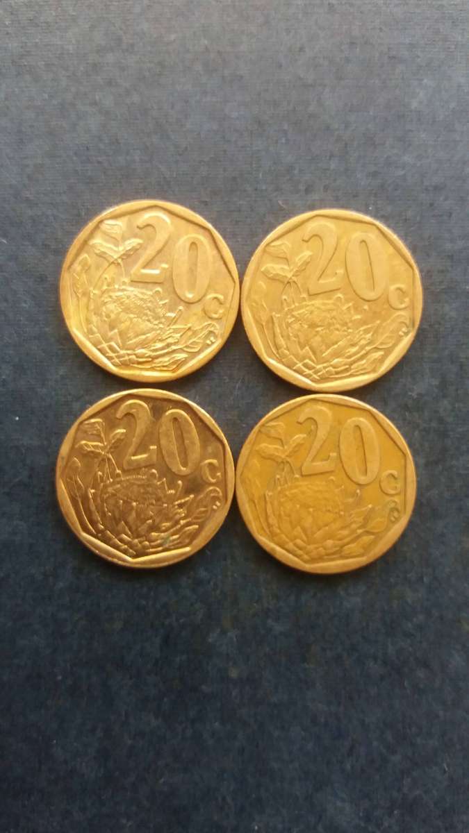 South Africa 2009, 2010, 2012 & 2013 20 cent * 4 x coins*