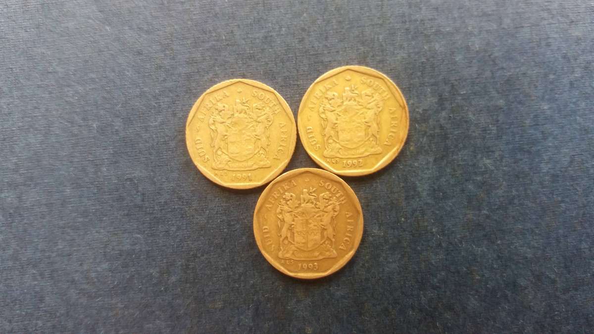 Soiuth Africa 1991 ,1992 & 1993 10 cent *3 x coins*