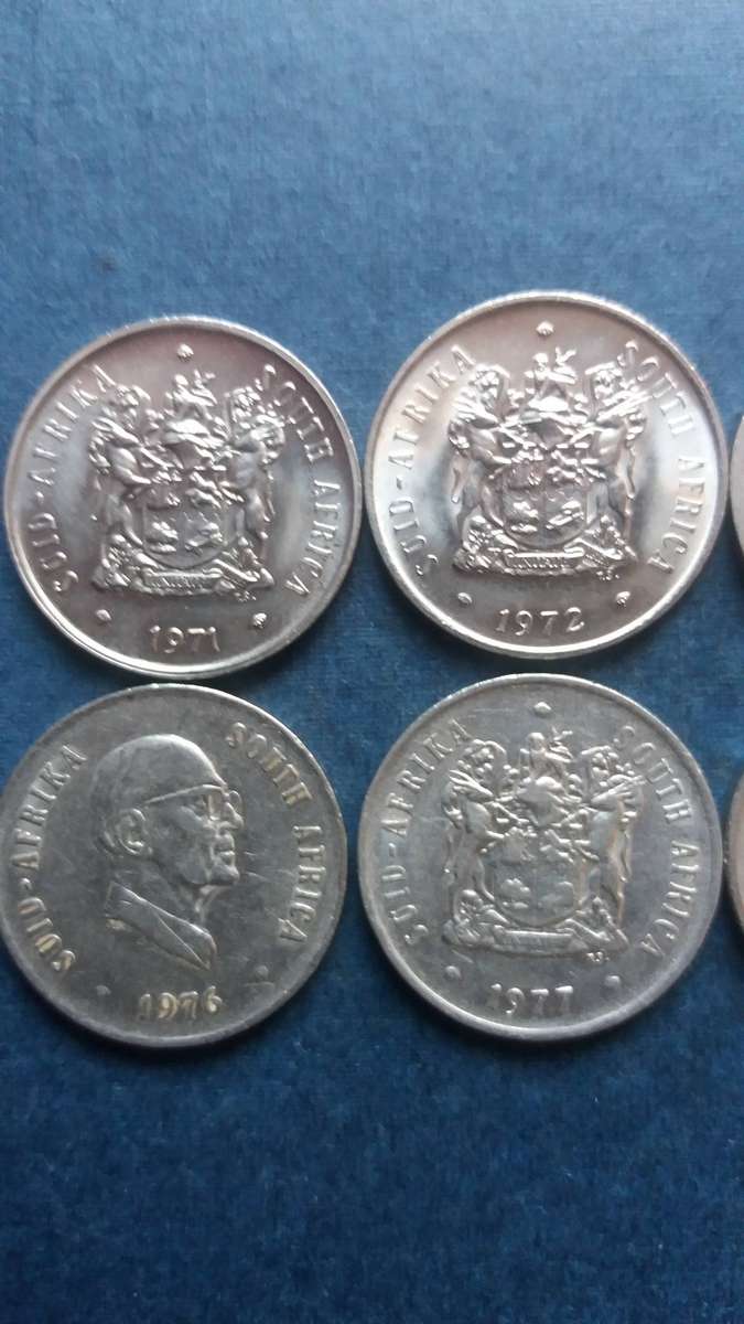 South Africa 1971, 1972, 1974, 1975, 1976, 1977, 1978, 1979 20 cent * 8 x coins*
