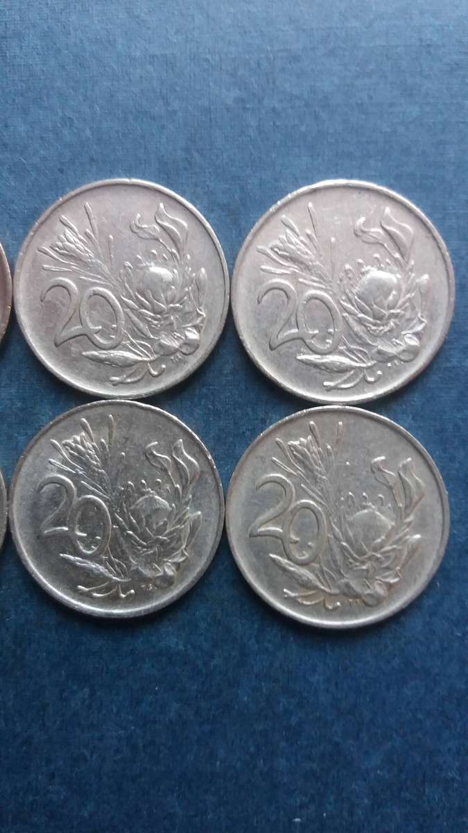South Africa 1971, 1972, 1974, 1975, 1976, 1977, 1978, 1979 20 cent * 8 x coins*