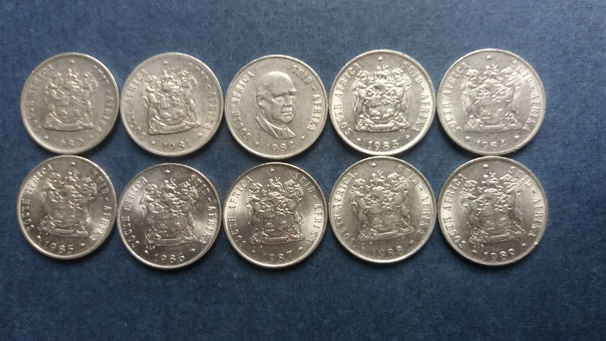 South Africa 1980, 1981, 1982, 1983, 1984, 1985, 1986, 1987, 1988, 1989 10 cents * 10 x coins*
