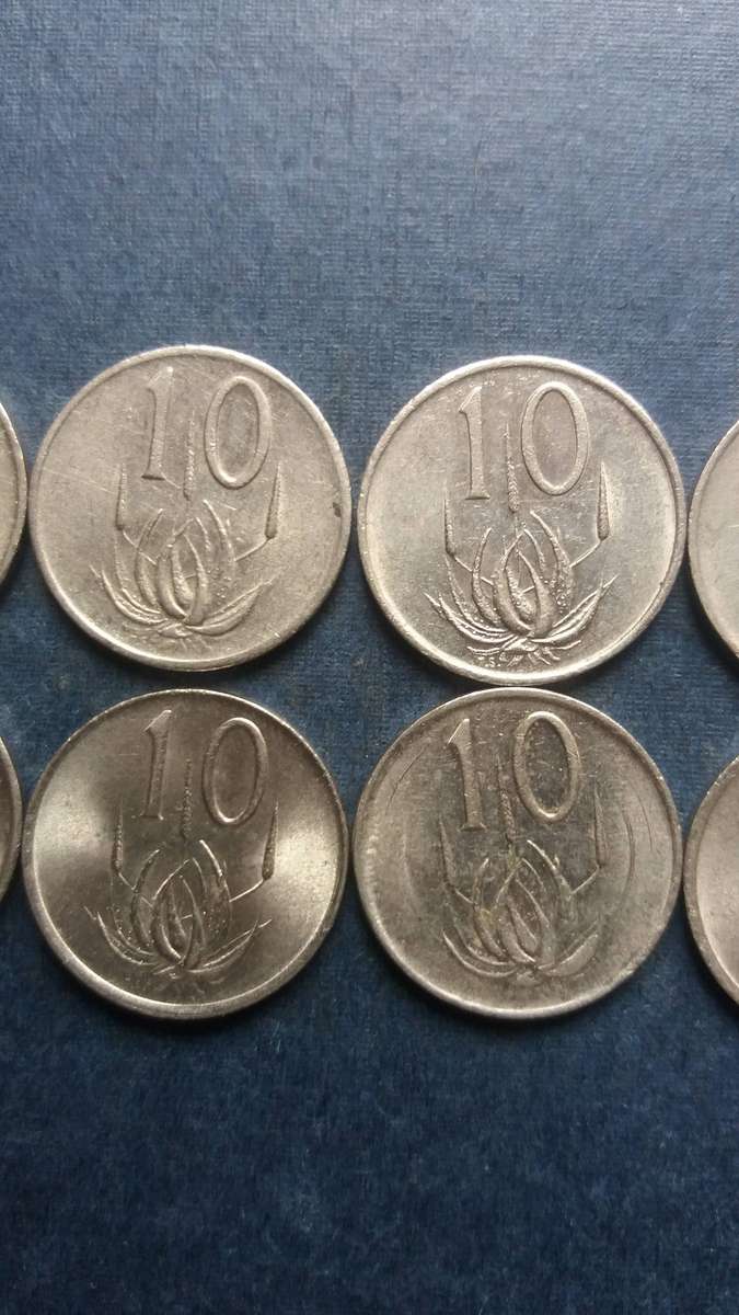 South Africa 1980, 1981, 1982, 1983, 1984, 1985, 1986, 1987, 1988, 1989 10 cents * 10 x coins*