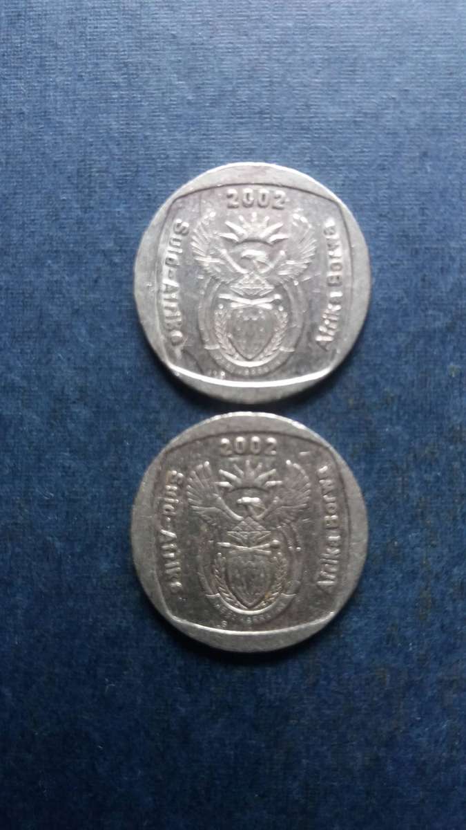 South Africa 2002 R1 - World Summit & Springbok * Difficult to find* 2 x coins