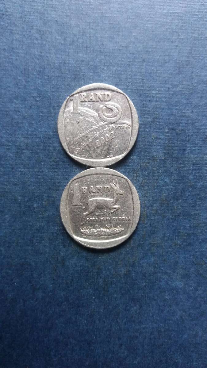 South Africa 2002 R1 - World Summit & Springbok * Difficult to find* 2 x coins