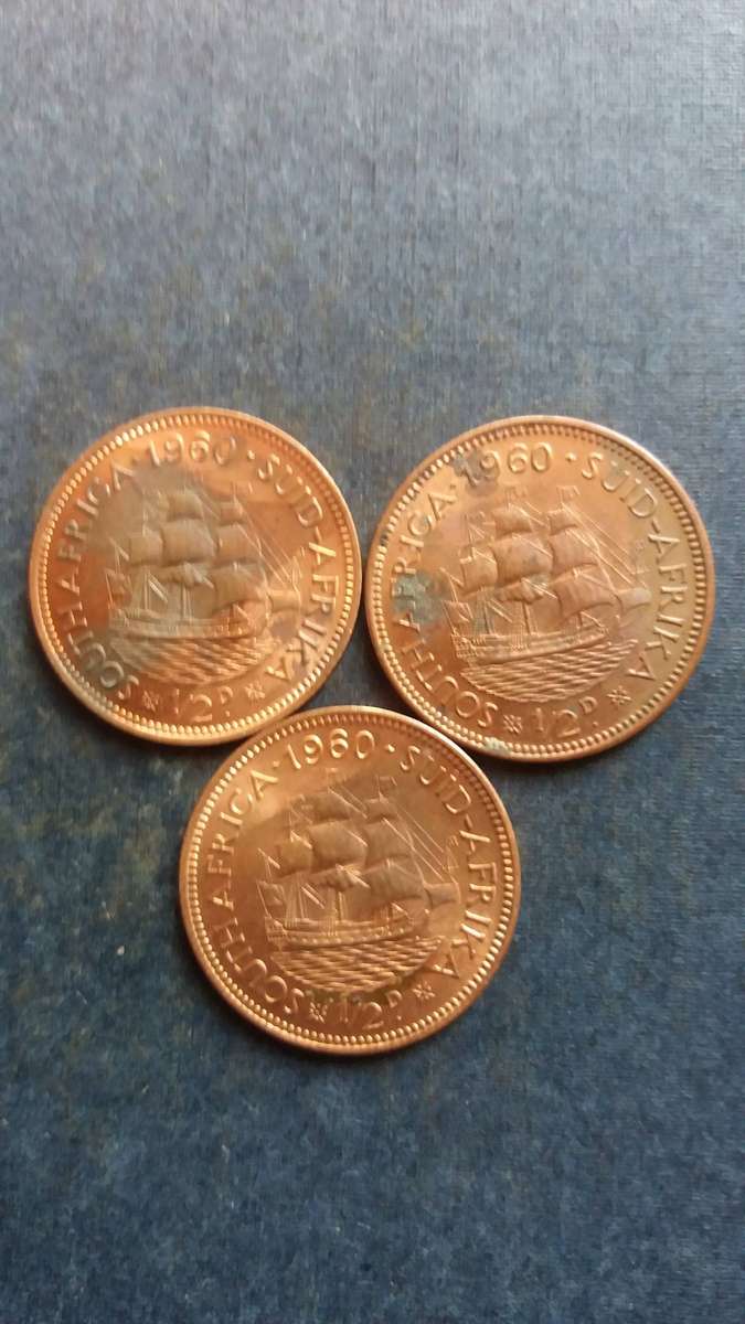 South Africa 1960 1/2  Penny* 3 x coins*