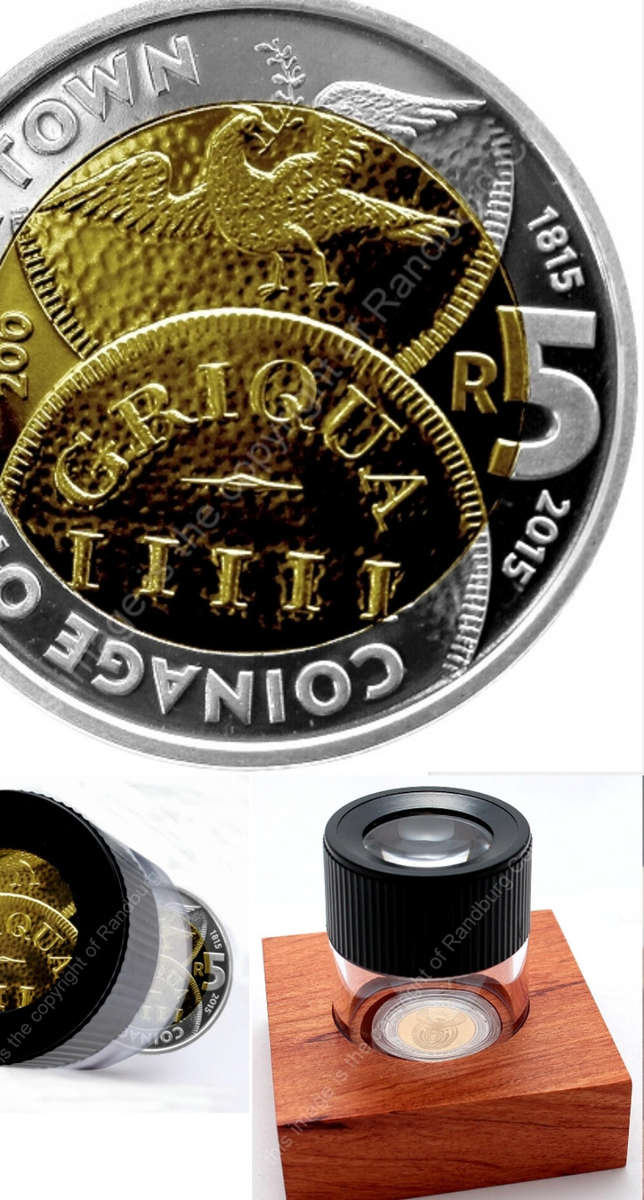 2015 PROOF R5 BI- METAL ALLOY OF THE COINAGE OF GRIQUA TOWN IN SEALED BOX
