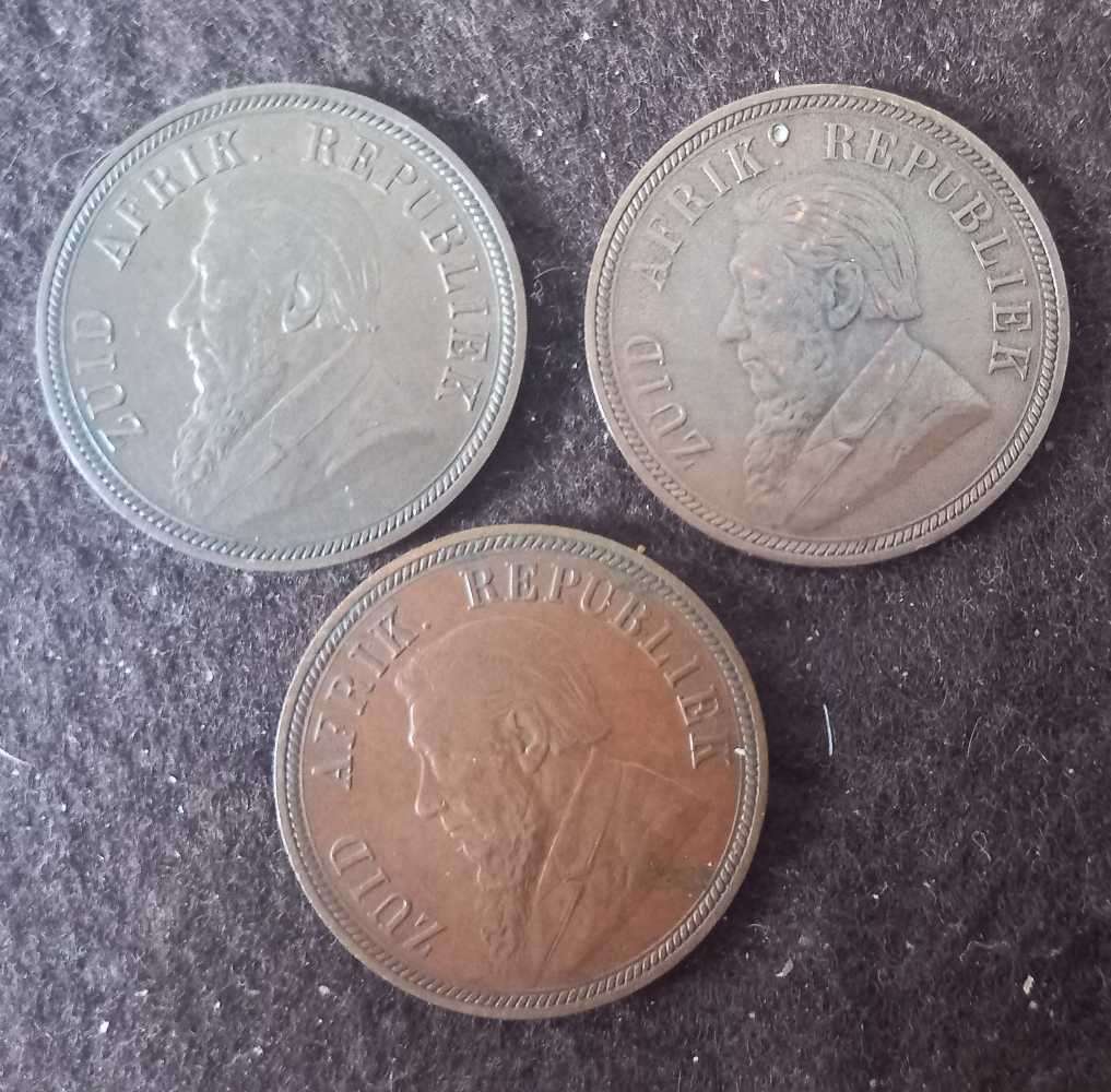 3 x 1898 ZAR ONE PENNIES