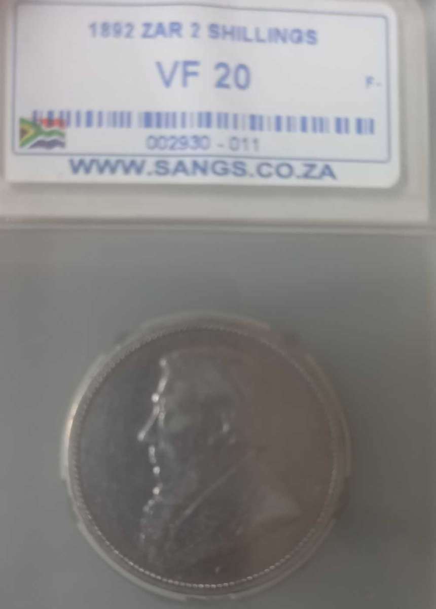 1892 ZAR 2 SHILLING VF 20