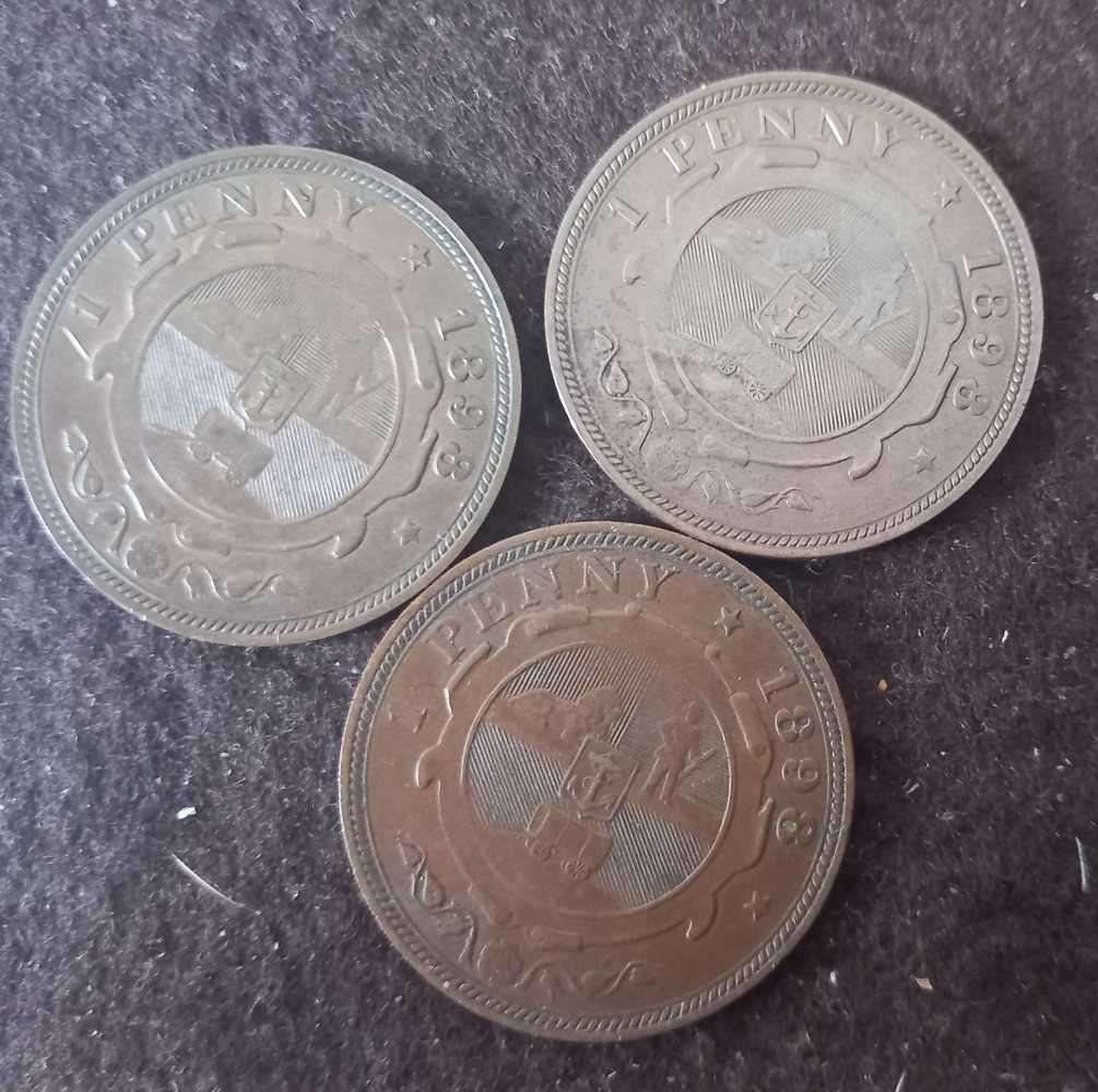 3 x 1898 ZAR ONE PENNIES