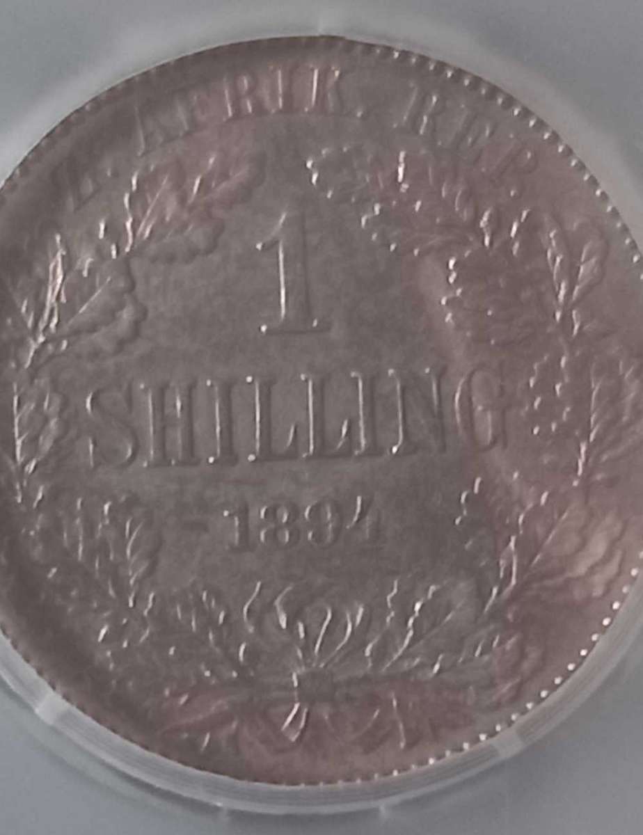 1894 ZAR 1 SHILLING XF 45