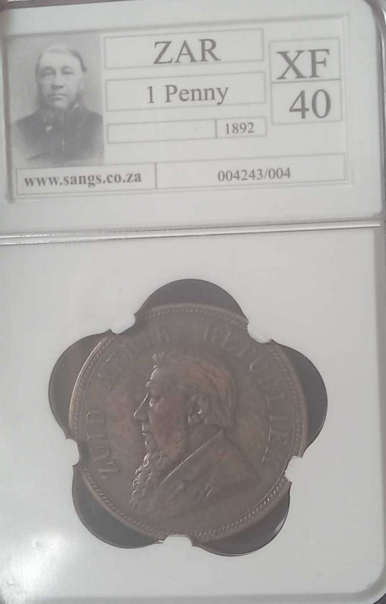 1892 ZAR 1 PENNY XF40